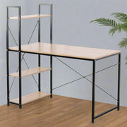 Desk - Corner Desk - Computer Table - Office Desk - with 4 Shelves - Compact Workstation - For Gaming - Studying - Office - Laptop or PC Table - E1 Wood &amp; Metal - 120x64x120 cm - Light Oak and Black