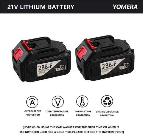 Snoerloze Hogedrukreiniger - Draagbare 21V Hogedrukreiniger - Snoerloos & Krachtig - Hogedrukreiniger - Hogedrukpistool - Draagbare Hogedrukreiniger - met 5M Slang - met 5 in 1 Sproeikop - Zwart