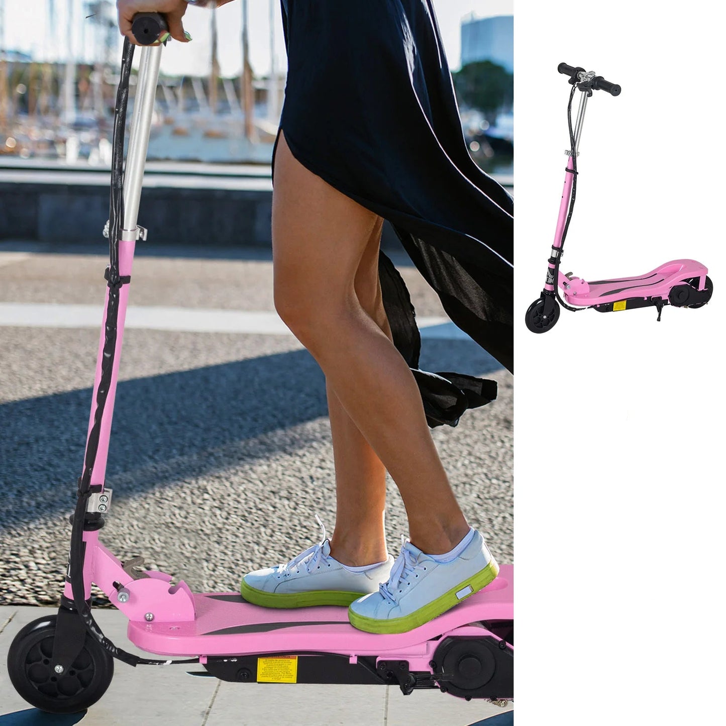 Scooter - Elektrische Step - voor 7-14 jaar -  Verstelbaar - Opvouwbaar - 120 W - 12 km/h Max. Snelheid - 100-240 V - Belastbaar 50kg - 75 x 36 x 82-93 cm - Roze
