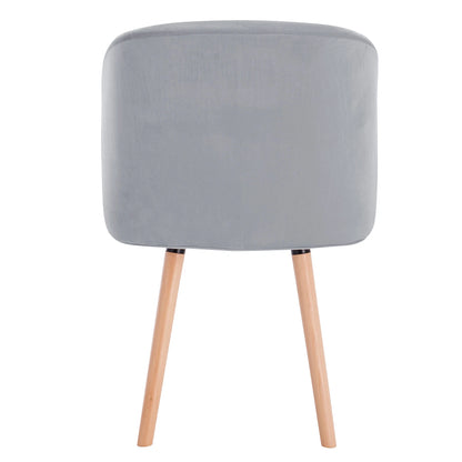 Eetkamerstoelen – Set van 4 – Velvet Stoelen – Houten Stoelen – Ergonomisch Design – Massief Houten Frame - Grijs