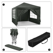 3x3m Opvouwbare Partytent - Easy Up Partytent - Partytent Opvouwbaar - Tuinpaviljoen - Waterdicht - UV - Bescherming - Verstelbare Hoogte - Draagtas - Zonnescherm - Beige