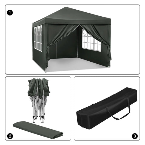 3x3m Opvouwbare Partytent - Easy Up Partytent - Partytent Opvouwbaar - Tuinpaviljoen - Waterdicht - UV - Bescherming - Verstelbare Hoogte - Draagtas - Zonnescherm - Beige