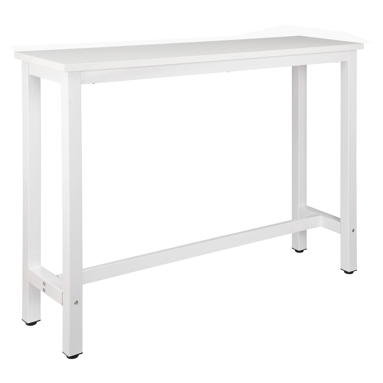 Bartafel - Tafel - Bistrotafel - 140x40x100cm - Met Voetsteun en Metalen Frame - Ontbijttafel - Eettafel - Koffietafel of Sidetable - Wit - QUORE
