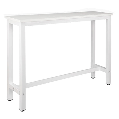 Bartafel - Tafel - Bistrotafel - 140x40x100cm - Met Voetsteun en Metalen Frame - Ontbijttafel - Eettafel - Koffietafel of Sidetable - Wit - QUORE