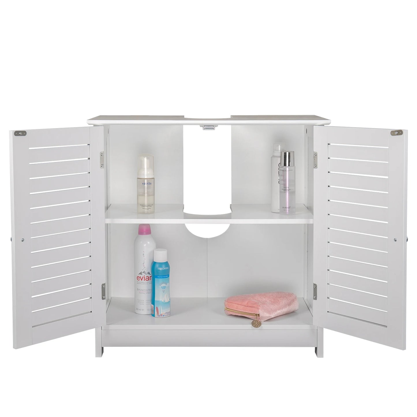 Wastafelonderkast - Badkamer - op Poten - Onderkast - Meubel - Praktische Opbergruimte - Onder de Wastafel - 60x30x60cm - Vrijstaand Toiletmeubel - Modern MDF-design - Wit