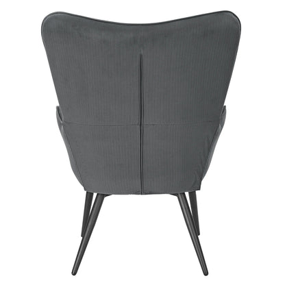 Fauteuil – Relaxstoel – Leunstoel – Zitstoel – Voetenbank – Corduroy Bekleding – Verstelbaar Metalen Frame
