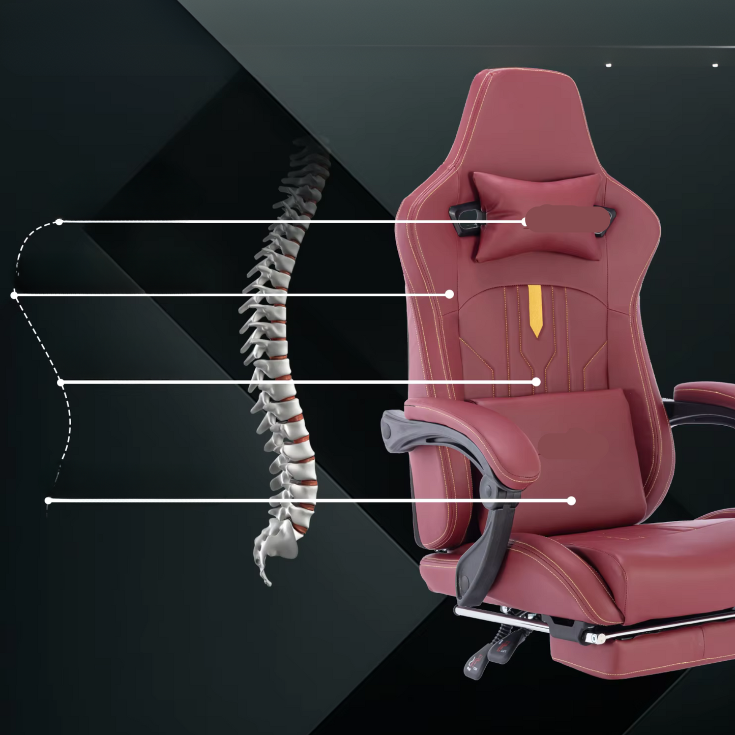 Gaming Stoel - Gamestoel - Bureaustoel - Computerstoel - Ergonomische Gaming Chair - PU Leder Bureaustoel -  met Nekkussen & Verstelbaar Rugkussen - Met beensteun - voor Comfortabel Gamen en Werken - Rood-Bruin