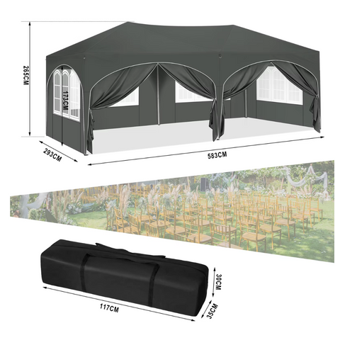 Vélite partytent 3x6 - partytenten - met zijwanden - staal - grijs