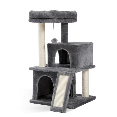 Grote kattenboomtoren Condo Meubels – Krabpaal & Kattenspringspeelgoed met Ladder – Huisdierhuis voor Kittens & Katten – Speelstructuur met Meerdere Niveaus