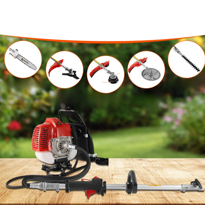 Bosmaaier - Grasmaaier - Grastrimmer - Heggenschaar - Grasschaar - Kettingzaag - 2-Takt 52cc 5-in-1 Benzine Tuingereedschap - met 3T Mes en Verlengstuk