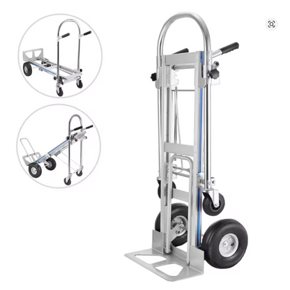 Zware 3-in-1 Transportkar – 1000 LBS Draagvermogen - Opvouwbare Transportwagen met 4 Wielen voor Vervoer en Opslag