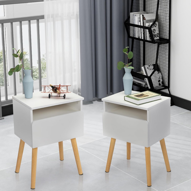 Rustiek Houten Nachtkastje – Vintage Design Bedside Table voor Slaapkamer & Woonkamer – Decoratief en Functioneel Meubel – Eenvoudige Montage