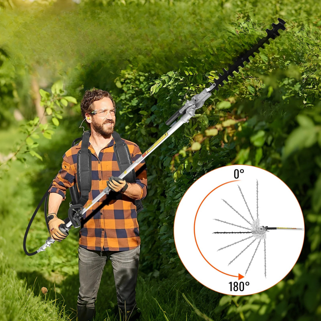 Bosmaaier - Grasmaaier - Grastrimmer - Heggenschaar - Grasschaar - Kettingzaag - 2-Takt 52cc 5-in-1 Benzine Tuingereedschap - met 3T Mes en Verlengstuk