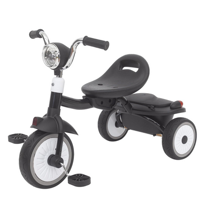 Driewieler voor Peuters – Kinderfiets Opvouwbaar met PU Wielen – Verstelbaar Zadel – Met Voorlamp & Opbergmand – 1 tot 3 Jaar – Zwart
