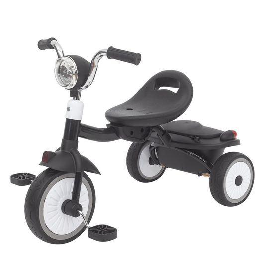 Driewieler voor Peuters – Kinderfiets Opvouwbaar met PU Wielen – Verstelbaar Zadel – Met Voorlamp & Opbergmand – 1 tot 3 Jaar – Zwart