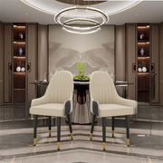 Chair - Dining Room Chairs - Set of 2 Dining Room Chairs - Faux Leather Design - Mid-Century Bar Stools - Wooden Legs - Comfortable Upholstery - For Kitchen - Dining Room - Living Room - 52x49x90cm - Cream White and Gray