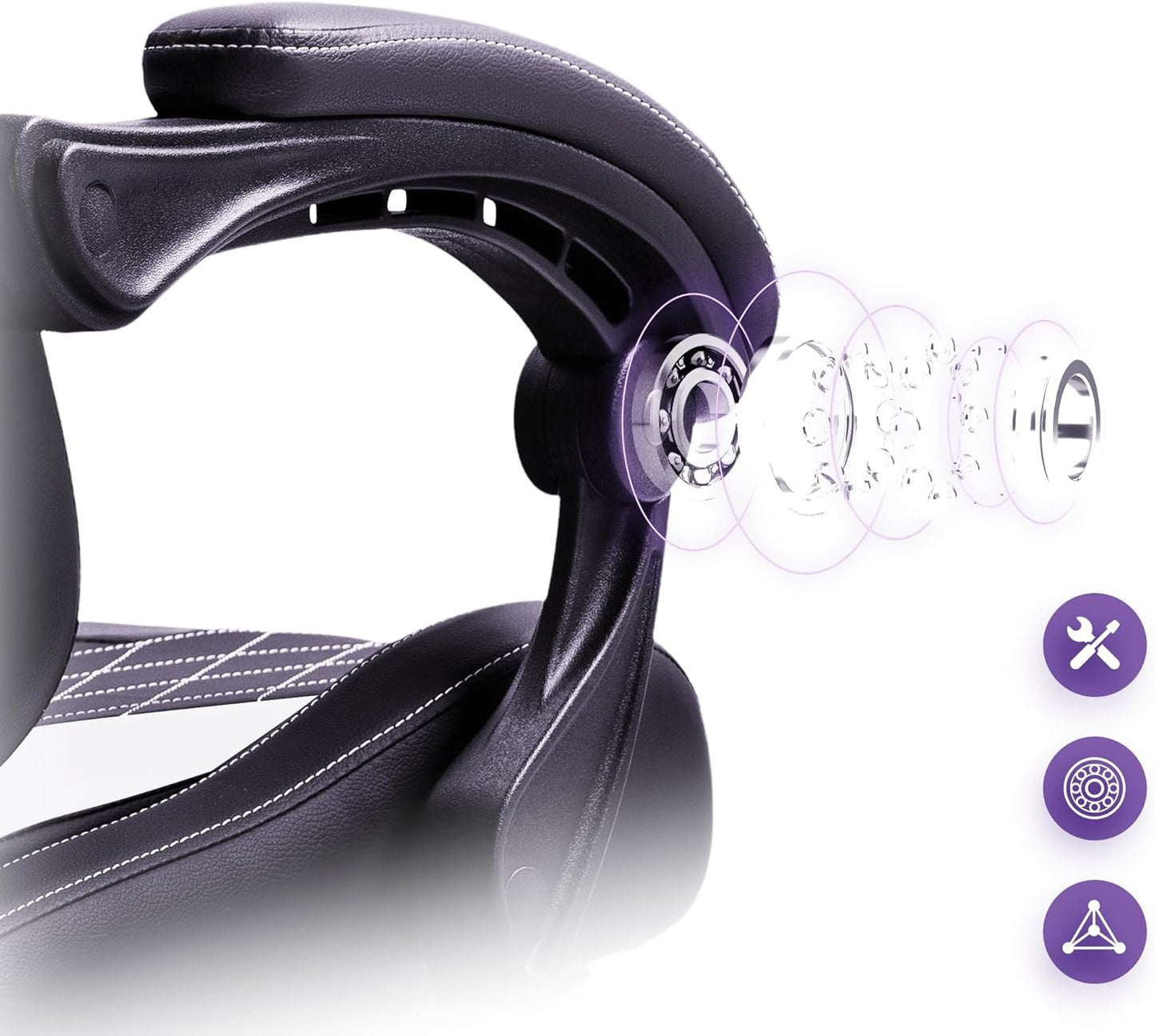Gamingstoel – Bureaustoel – Computestoel – Stoel Voor Gamers – Game Chair – Ergonomisch Ontwerp – Massagefunctie & Voetensteun – Wit Leer – Max 136 kg - QUORE