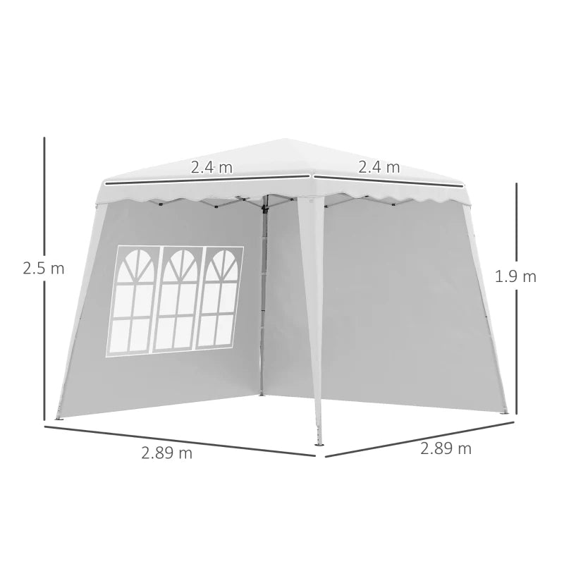 Paviljoen - Tuinpaviljoen - Partytent - Tuintent - Pop-up Kliksysteem - Stabiel Opvouwbaar - Waterdicht - Winterbestendig - met 2 Zijwanden - Oxford-stof - 2.89 x 2.89 m - Wit