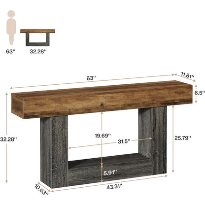Sidetable – Haltafel – Banktafel – Bijzettafel – Tv-meubel – Landelijke stijl – 160 cm breed – Verstelbare poten