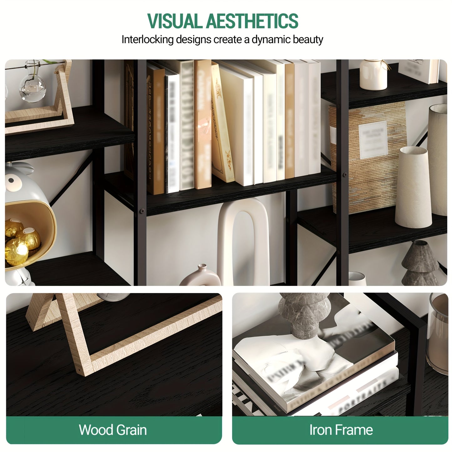 Bookcase, Standing Shelf With 17 Shelves, Closet Storage System, Adjustable Spacing, Book Shelf With Metal Frame, For Living Room, Bedroom, Home Office, Mounted Closet Systems - QUORE