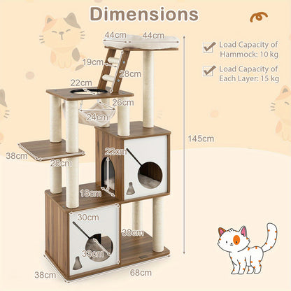 Krabpaal – Kattenboom – Kattenhuis – Kattenmeubel – Kattentoren – Multi-Level Kattenboom – Robuuste Stalen Constructie – Uitneembare Wasbare Ligplekken