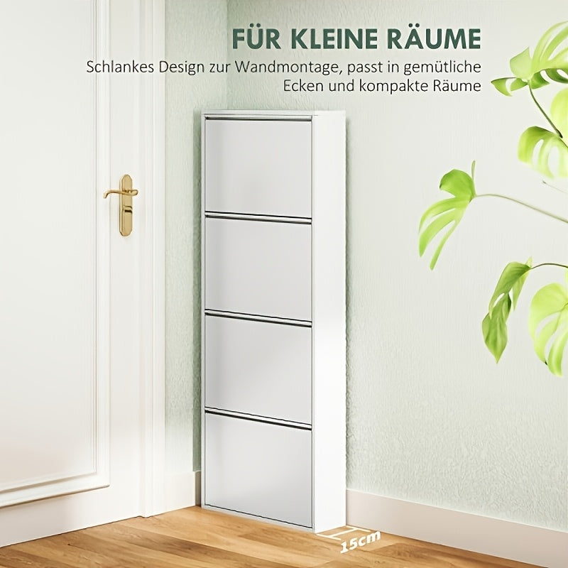 Shoe Rack, Shoe Cabinet with 3 Shelves, Shoe Rack for The Entrance Area, Cupboard, Narrow Shoe Cabinet, Bamboo Shoe Bench, Narrow Shoe Rack, Multi-purpose Cabinet, 139 X 55 X 15cm Ideal for Shoes, Hallway, Bathroom, Living Ro