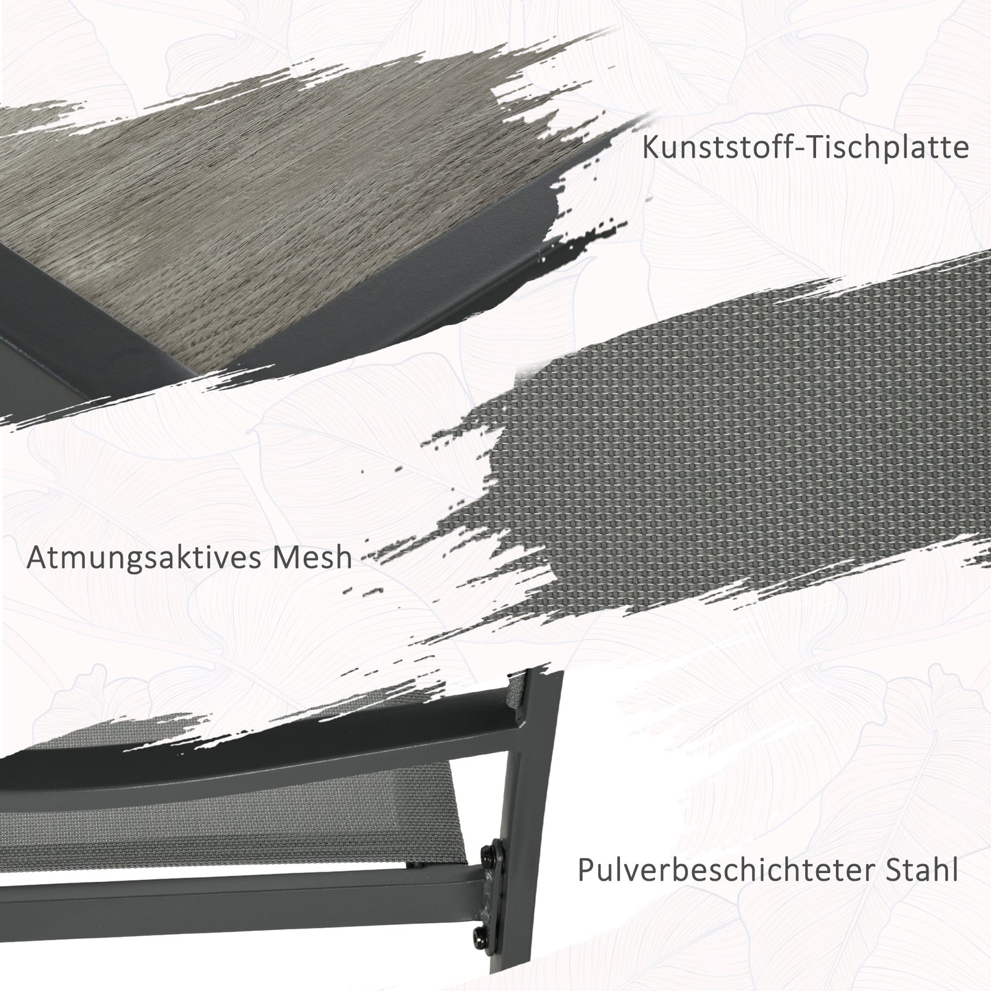 Tuinset – Tuinmeubelset – Buitenmeubels – Tuinmeubilair – Terrasset – Grijs – Weerbestendig – Ruime Tafel 150x87x72 cm