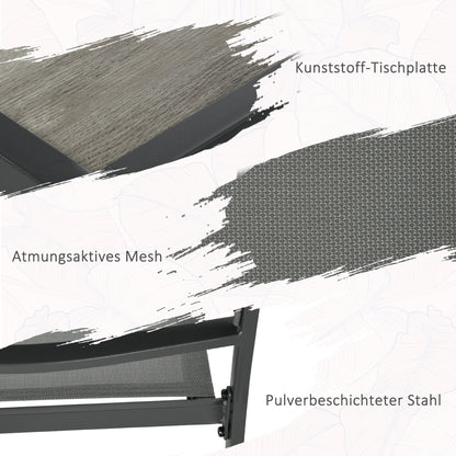 Tuinset – Tuinmeubelset – Buitenmeubels – Tuinmeubilair – Terrasset – Grijs – Weerbestendig – Ruime Tafel 150x87x72 cm