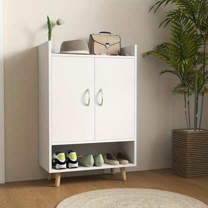 Schoenenkastje – Schoenenrek – Schoenenopberger – Schoenenkast – Schoenendisplay – Uit Massief Hout – Wit – 60x30x92 cm – Voor 12 Paar Schoenen