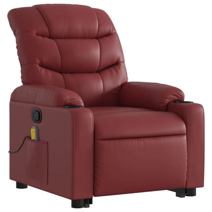 Sta-op stoel elektrisch – Elektrische Relaxfauteuil – Verstelbare Zetel – Opsta Fauteuil – Elektrische Liftfunctie – Kunstleer Bekleding wijnrood