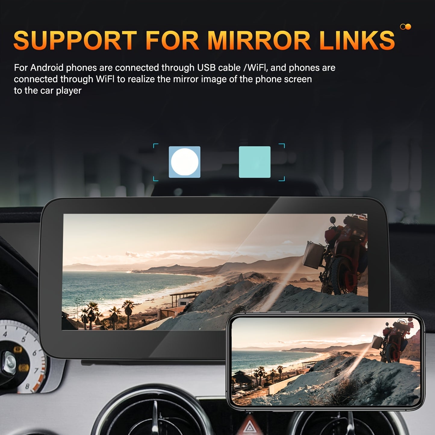 4GB (RAM)+64GB (ROM) Android 13 Double Din Car Stereo Car Audio 26.04 cm HD IPS TouchScreen 8 Core with Wireless Carplay, Wireless Android Auto, Mirror Link, Built-in WIFI/GPS/FM/DSP, Car Multimedia Player Supports 4K Video P