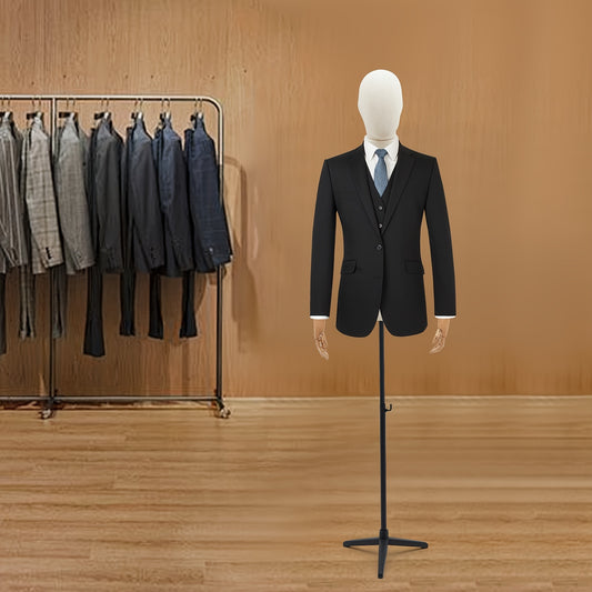 Adjustable Male Dress Form Mannequin with Poseable, Hands & Limbs - Heavy-Duty Tripod Base, Height 134.62cm-193.04cm, Compatible for Retail Store Display, Tailor Shop & Clothing Presentation - Assembly & Posture Adjustment (D