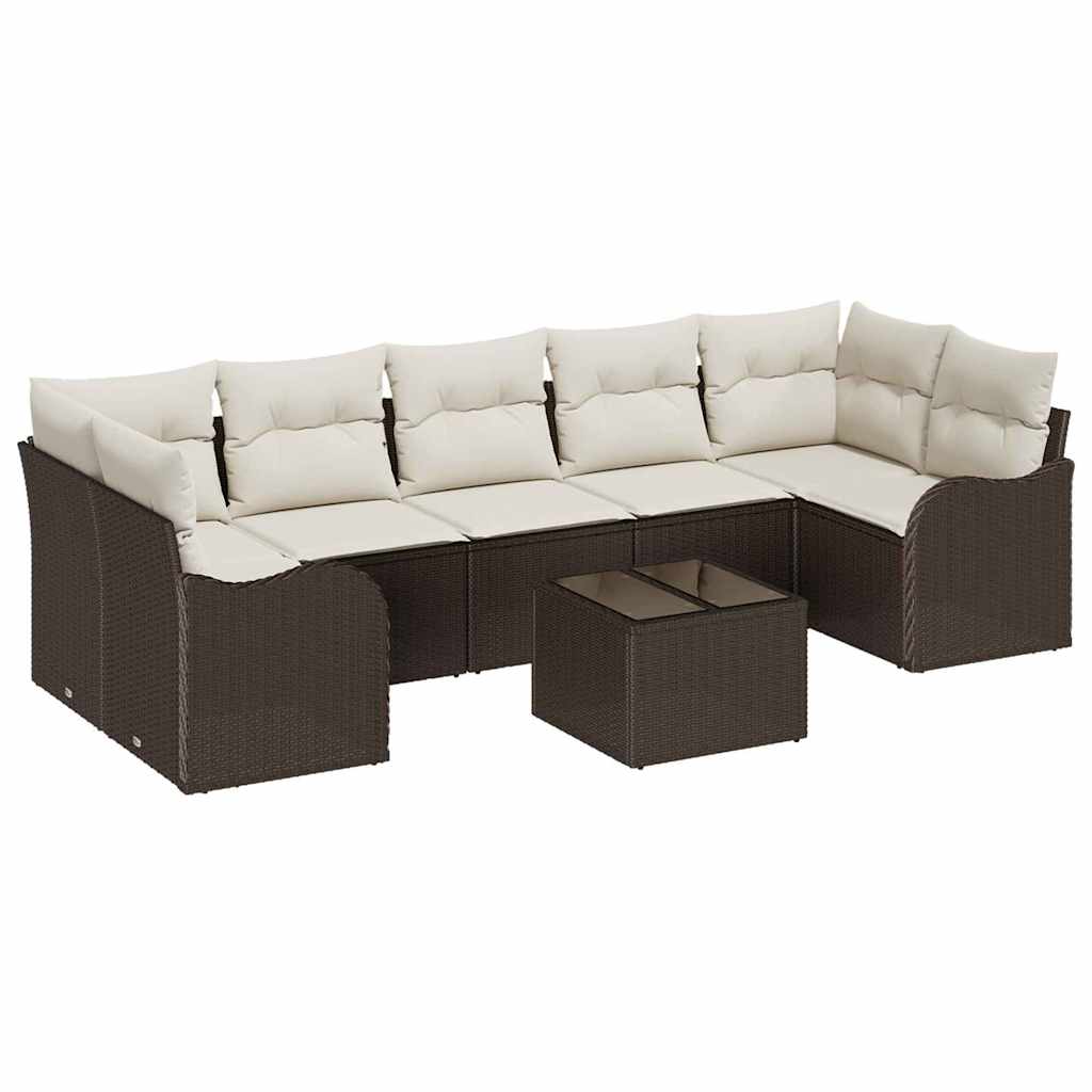 Tuinbank – Buitenbank – Loungeset – Zithoek – Tuinmeubel – Modulaire Loungebank – Weerbestendig – verstelbare Poten – Bruin en Crème