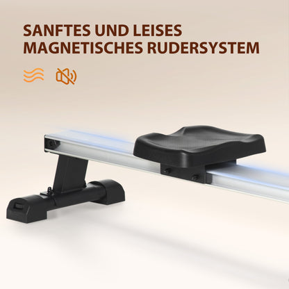 Roeitrainer – Roeimachine – Fitnessapparaat – Indoor Rower – Sportmachine – Zwart/Zilver – Klapbaar Design – 8 Weerstandsniveaus