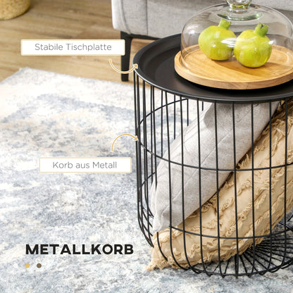 Salontafel – Bijzettafel – Koffietafel – Woonkamertafel – Zwarte Stalen Set van 2 – Met Opbergruimte – Compact & Duurzaam