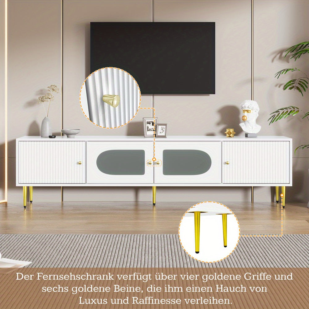 TV-meubel – Woonkamermeubel – Home Entertainment Meubel – TV-kast – Entertainmentkast – Wit met Gouden Accenten – 170x35x50 cm – Draagvermogen 35 kg