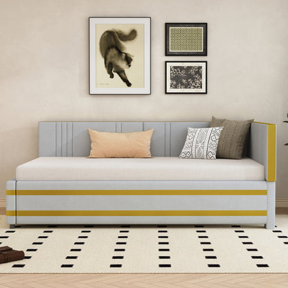 Slaapbank – Bedbank – Logeerbed – Sleeperbank – Zithoek – Gestoffeerd Velours – 90x200 cm – Lattenbodem - Grijs