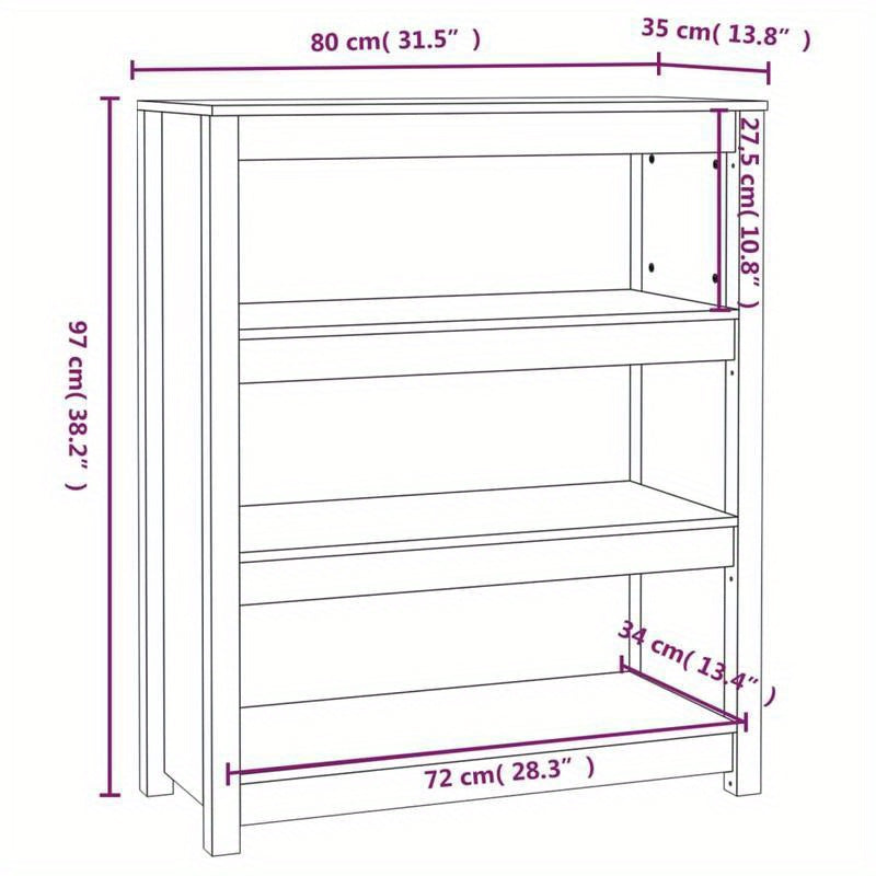 Bookcase 80X35X97 Cm Solid Pine Wood Honey Brown