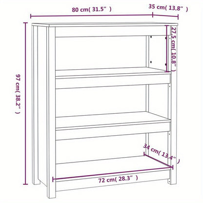 Bookcase 80X35X97 Cm Solid Pine Wood Honey Brown