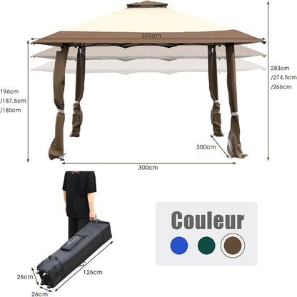Overkapping – Partytent – Paviljoen – Tuin Tent – Buitentent – Dubbele Daklaag – Waterafstotend Silver Coated Oxford Stof