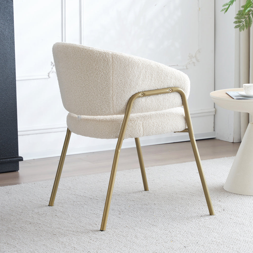 Eetkamerstoelen – Dining Stoelen – Keukenstoelen – Kantoorstoelen – Set van 2 Wit met Gouden Accenten – Stevige Metalen Poten – Gemakkelijk Schoon Te Maken