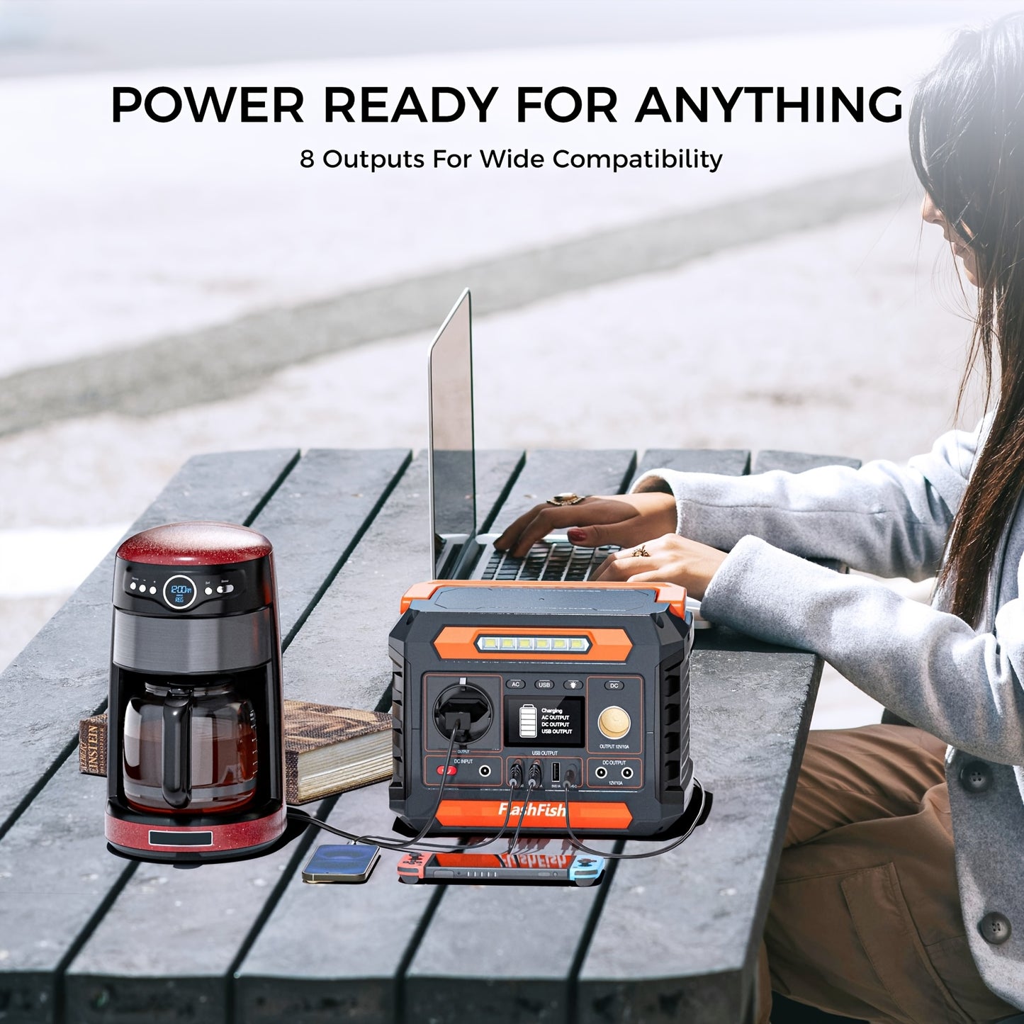 Draagbare Power Station – Mobiele Accu – Noodstroomvoorziening – Solar Generator – Energiebatterij – 1102.5Wh LiFePO4 Batterij – 3x AC Uitgangen 1500W Pure Sine Wave
