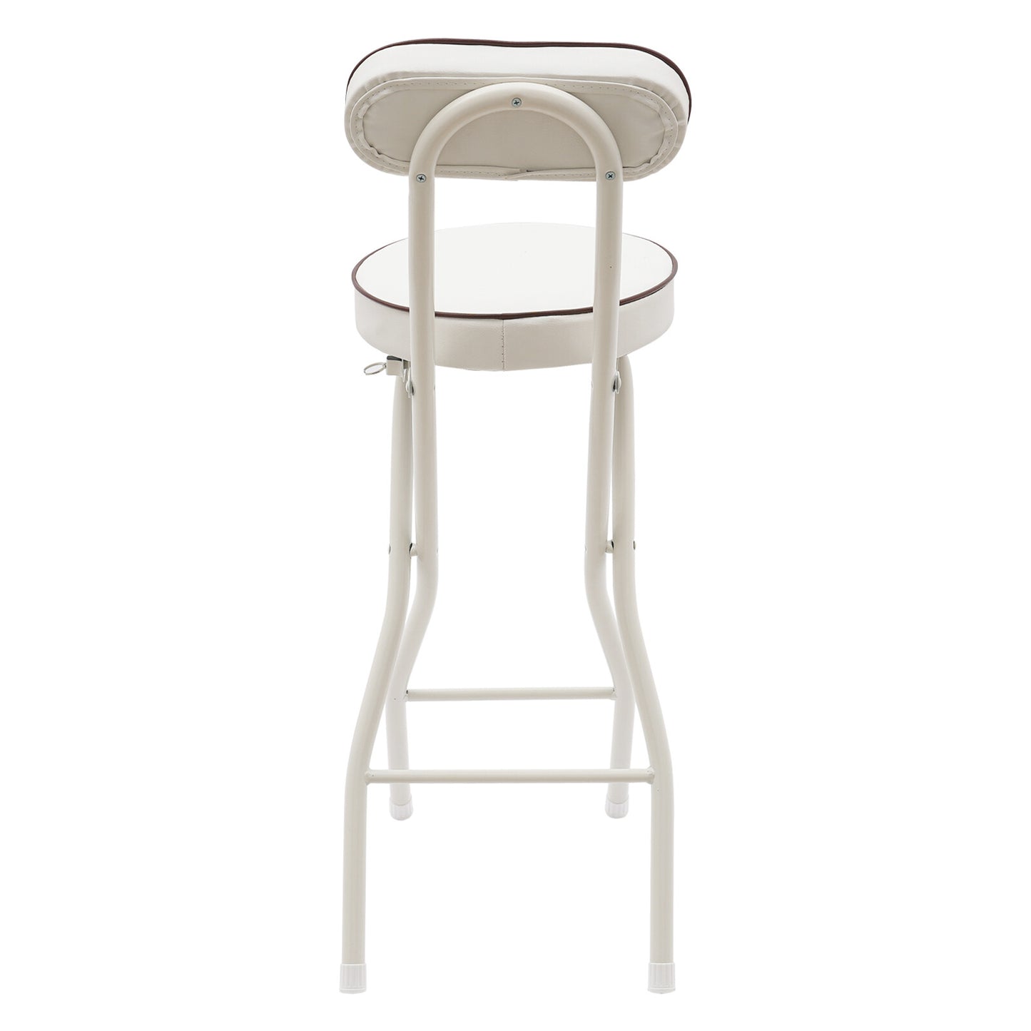 Barstoel – Barkruk – Barstoel Kruk – Barstoelen – Barkrukken – Inklapbaar – Gestoffeerde Zitting – Wit PU – Stalen Frame – Compact Opvouwbaar