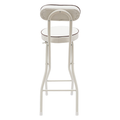 Barstoel – Barkruk – Barstoel Kruk – Barstoelen – Barkrukken – Inklapbaar – Gestoffeerde Zitting – Wit PU – Stalen Frame – Compact Opvouwbaar