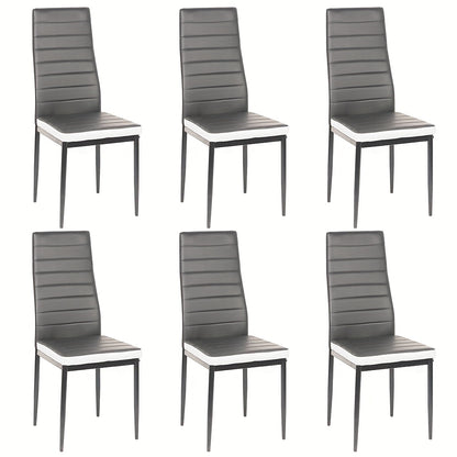 Eetkamerstoelen – Keukenstoelen – Stoelenset – Design Stoelen – Grijs-Witte Lederlook – Stevige Stalen Poot – Comfortabele Schuimzitting – 42x48x45 cm