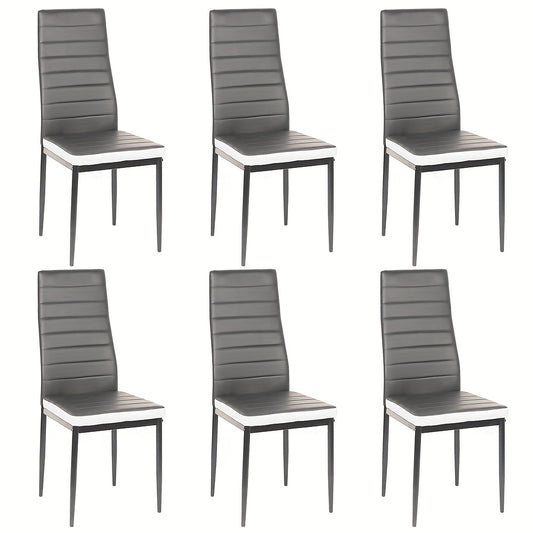 Eetkamerstoelen – Keukenstoelen – Stoelenset – Design Stoelen – Grijs-Witte Lederlook – Stevige Stalen Poot – Comfortabele Schuimzitting – 42x48x45 cm