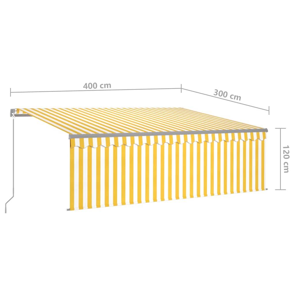 Buitenzonwering – Terraszonwering – Zonnescherm – Markies – Schaduwdoek – Geel Wit 4x3 meter – Aluminium Frame Roestbestendig – UV Waterbestendig Doek