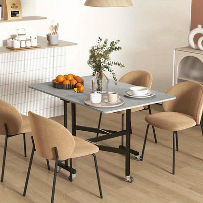 Uitklapbare Eettafel – Uitschuifbare Tafel – Vouwtafel – Compacte Eettafel – Multitafel – Verstelbaar 52,5-120 cm – Stevig Metaal Frame & Houtlook Oppervlak