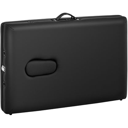 Folding Wide Massage Bed with Wooden Frame VANNES BLACK - Black