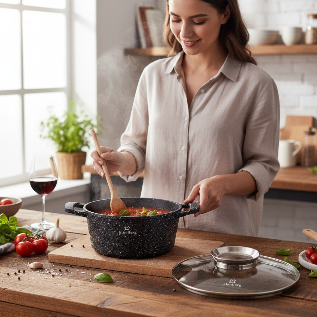 Pannenset – Kookpannen Set – Pan Set – Keukenpannen – Potten Set – 8-Delig Met Deksel – Marmeren Antiaanbaklaag – Geschikt Voor Alle Kookplaten – Inductie – Veilig & Duurzaam